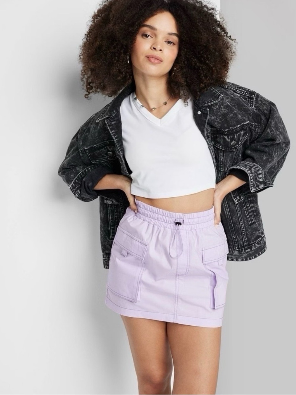 ⭐️2/$18 SALE wild fable Light Purple Parachute Cargo Mini Skirt Small Cotton